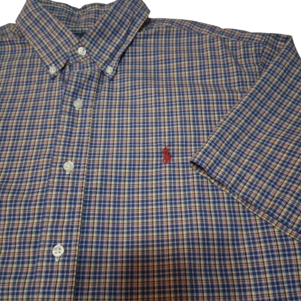 Ralph Lauren Plaid Shirt Mens Large Classic Fit Blue‎ Label Cotton Pre-Owned A4